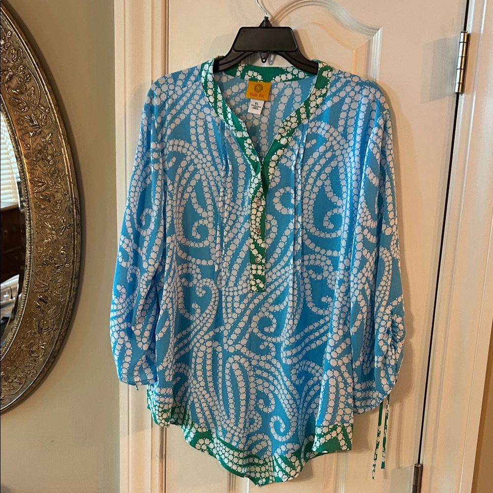 Ruby Rd. Blue and Green Swirl Blouse